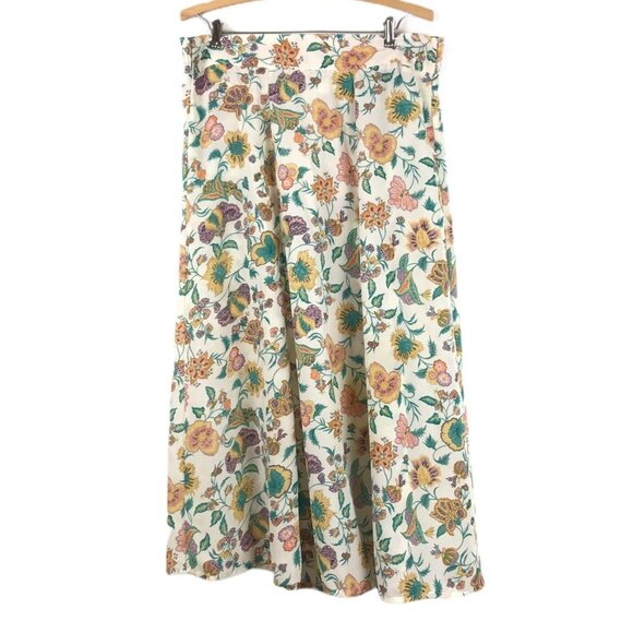 Vintage Laura Jayne 14 Floral Maxi Skirt Long Elastic Waist Zip Modest Flowy - Picture 1 of 10